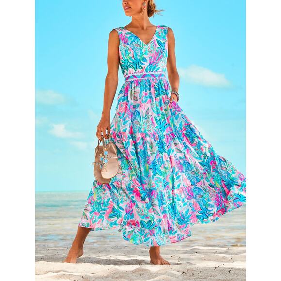 Lilly Pulitzer Charleen Multicolor Maxi Dress Size 0 - Picture 4 of 14
